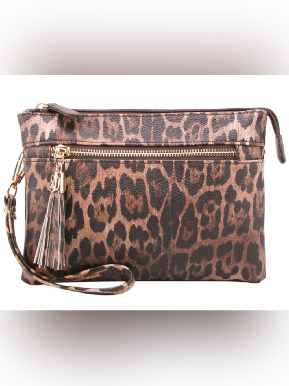 GFL Boutique LEOPARD PRINT TASSEL ZIPPER CROSSBODY BAG